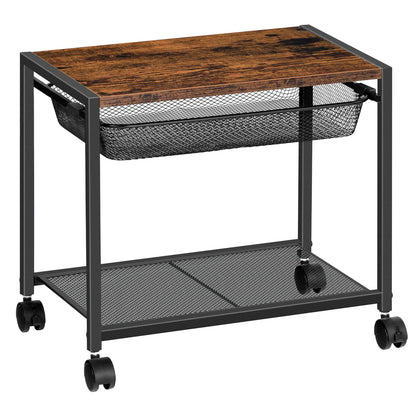 Under Desk Printer Stand Printer Cart with Storage Shelf 2-Tier Mobile Printer Table on Wheels Heavy Duty Machine Storage Rack