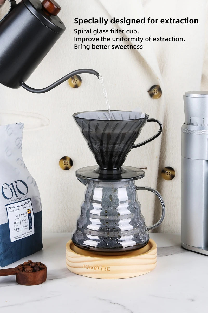 Black Cone Resin Coffee Dripper – Heat-Resistant Brewer (1–4 Cups)