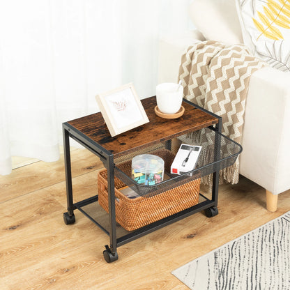 Under Desk Printer Stand Printer Cart with Storage Shelf 2-Tier Mobile Printer Table on Wheels Heavy Duty Machine Storage Rack