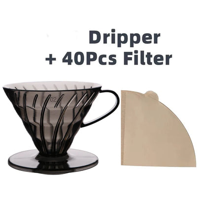 Black Cone Resin Coffee Dripper – Heat-Resistant Brewer (1–4 Cups)
