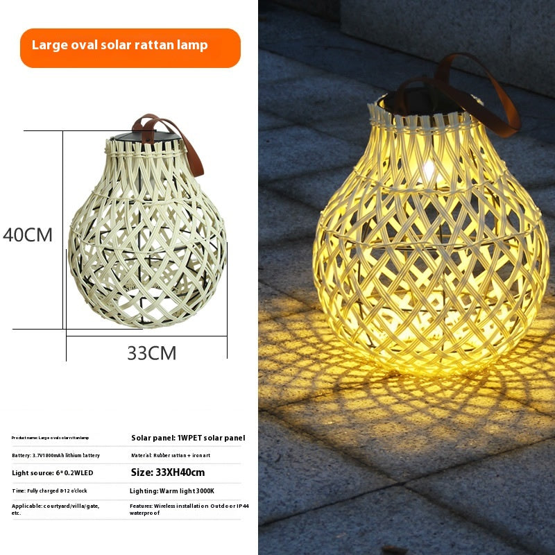 Illuminate Your Outdoors with Waterproof Solar Lanterns - High Brightness Bamboo Weave Hanging Table Lamp Decor