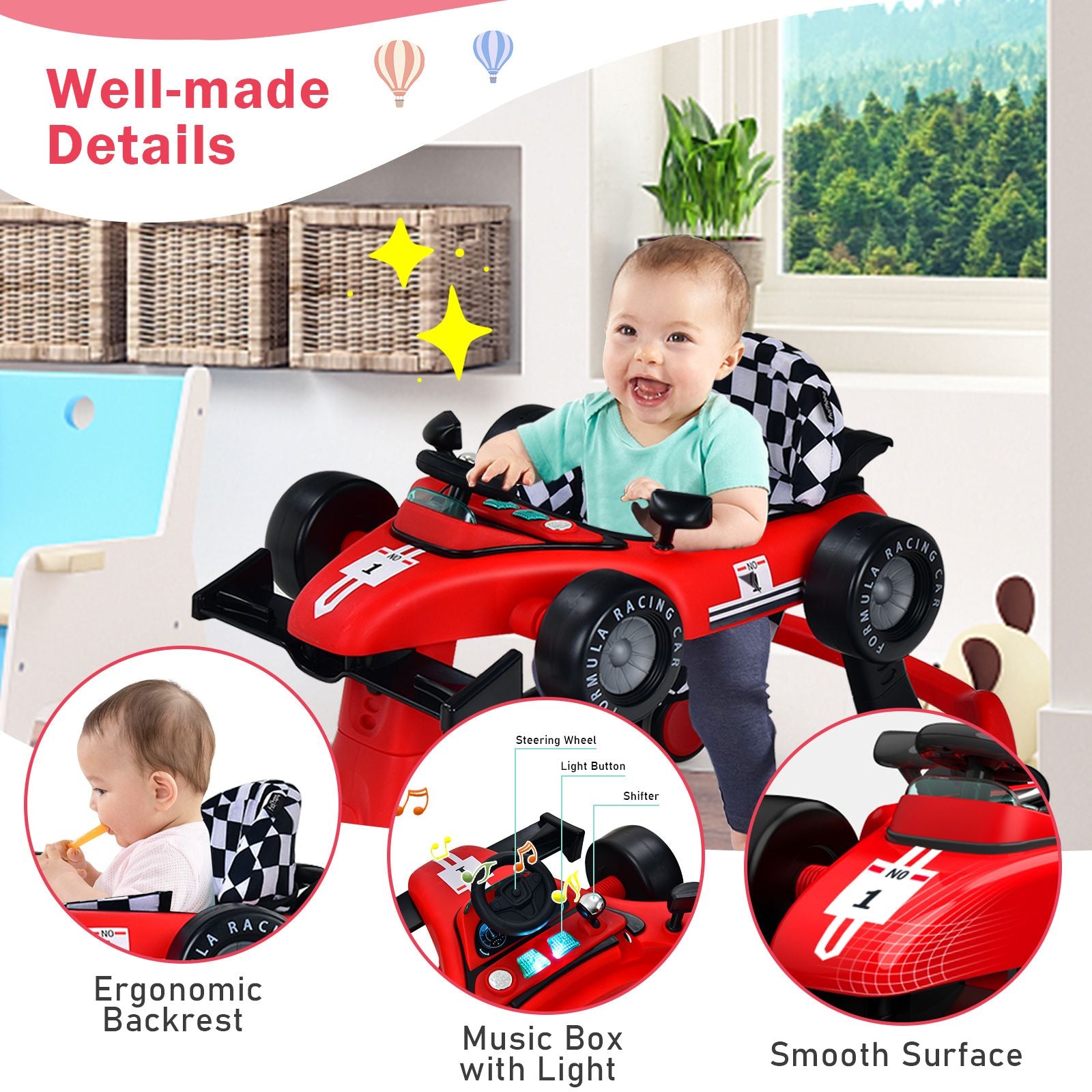 Versatile 4-in-1 Baby Push Walker - Adjustable Height & Speed for Growing Tots!