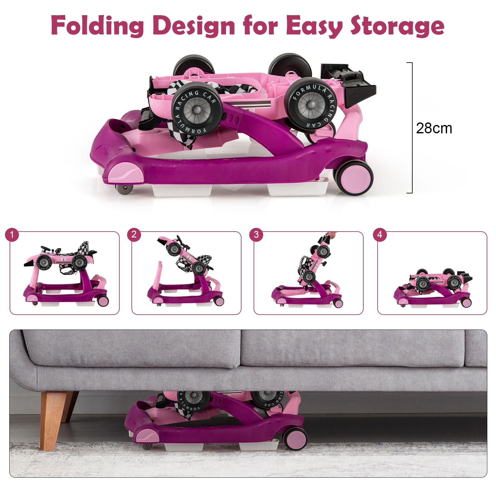 Versatile 4-in-1 Baby Push Walker - Adjustable Height & Speed for Growing Tots!