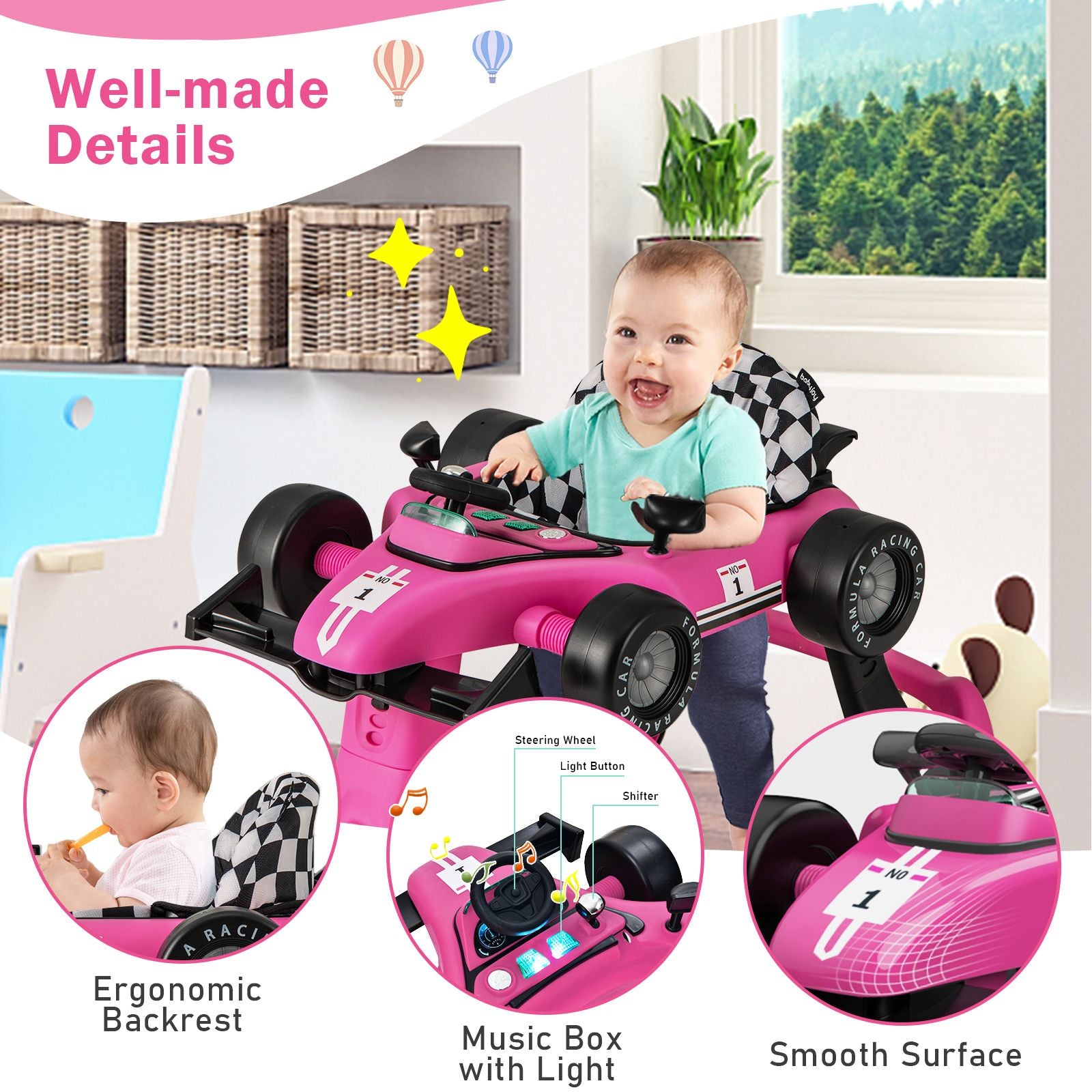 Versatile 4-in-1 Baby Push Walker - Adjustable Height & Speed for Growing Tots!