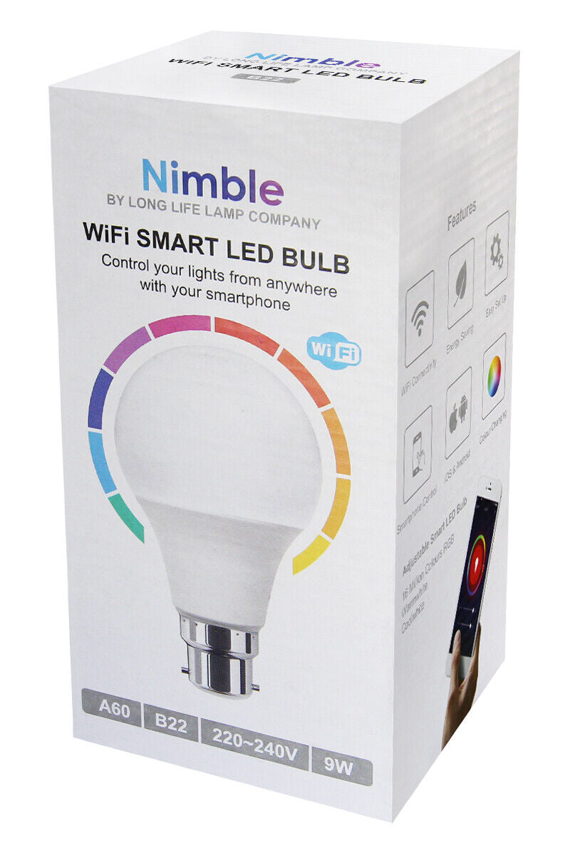Smart WiFi RGB LED Light Bulb - Compatible with iOS, Android, Alexa & Google Home