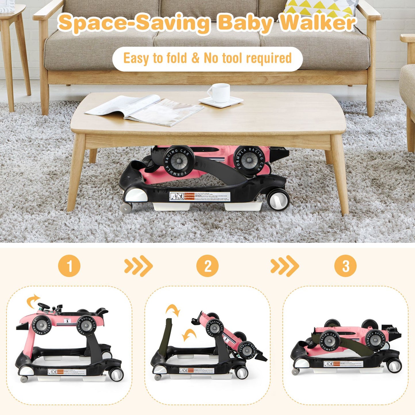 Versatile 4-in-1 Baby Push Walker - Adjustable Height & Speed for Growing Tots!
