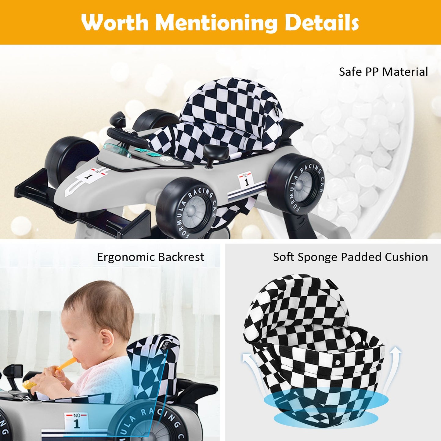 Versatile 4-in-1 Baby Push Walker - Adjustable Height & Speed for Growing Tots!