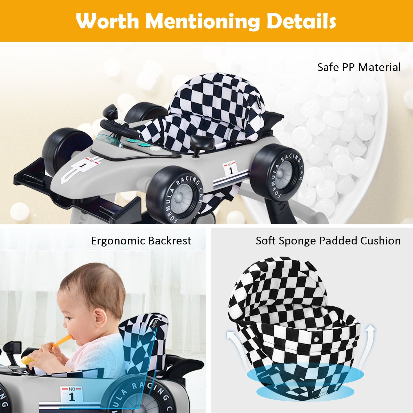 Versatile 4-in-1 Baby Push Walker - Adjustable Height & Speed for Growing Tots!