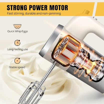 Hand Mixer Electric 2000W Kitchen Mixers Turbo Boost/Self-Control 5 Speed+Eject Button,Easy Whipping Dough,Cream,Egg