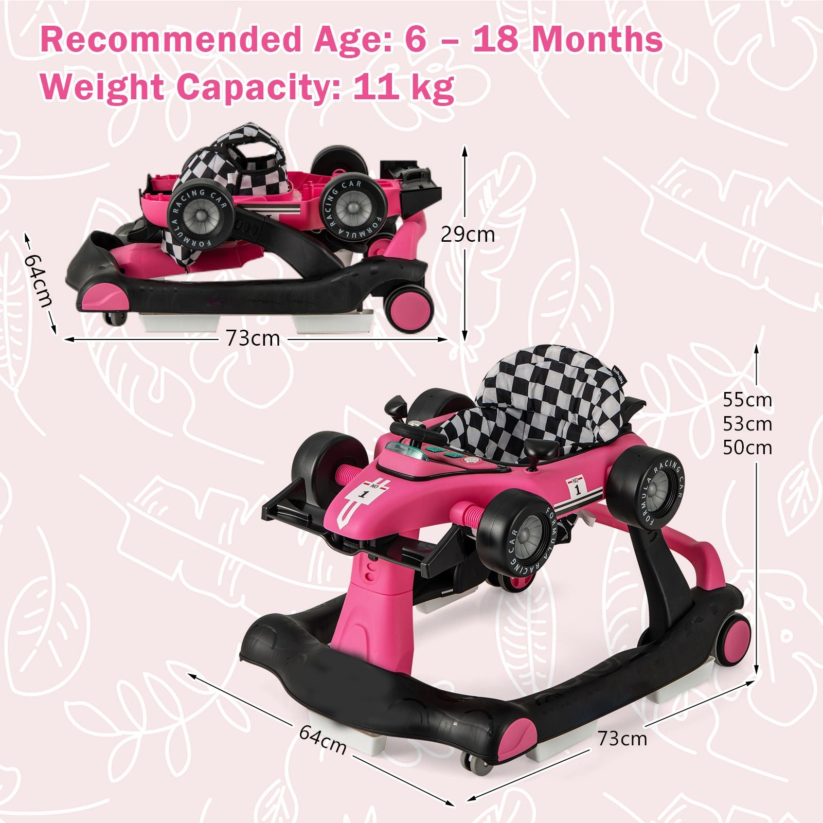 Versatile 4-in-1 Baby Push Walker - Adjustable Height & Speed for Growing Tots!