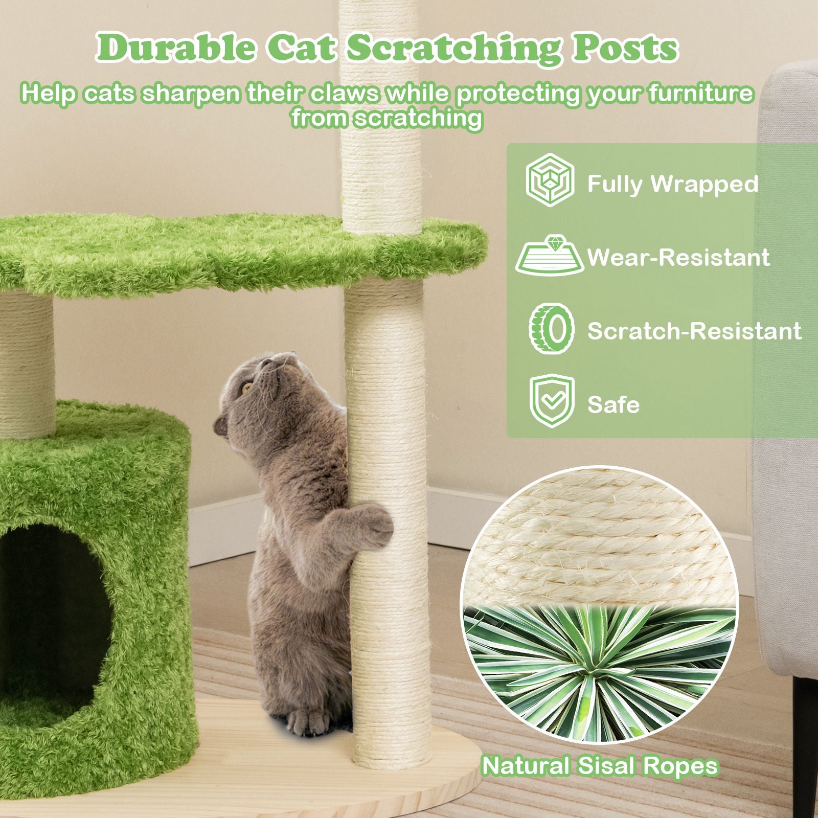 Charming 97 Cm Cat Tree with Durable Sisal Scratching Posts - Perfect for Play and Relaxation!