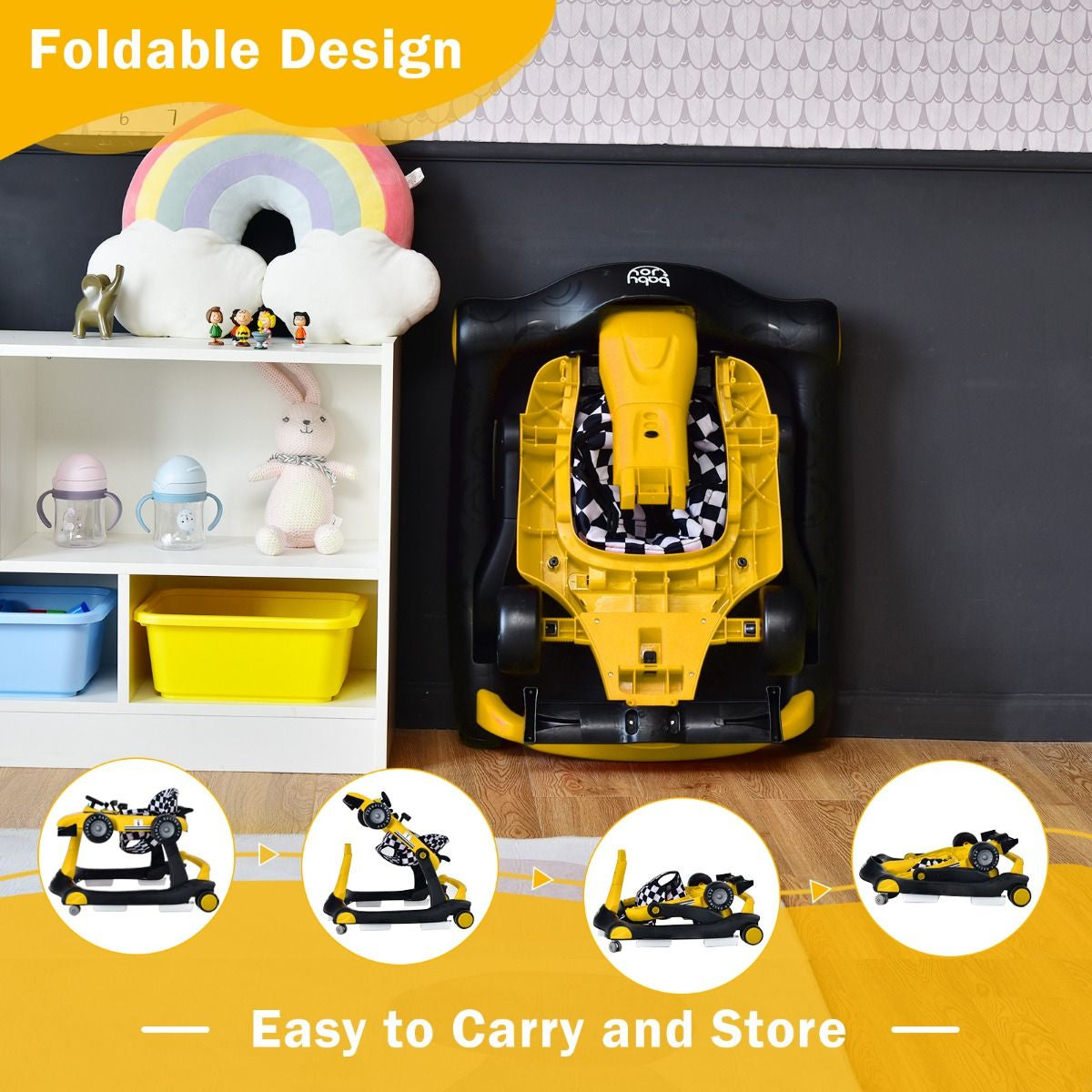 Versatile 4-in-1 Baby Push Walker - Adjustable Height & Speed for Growing Tots!