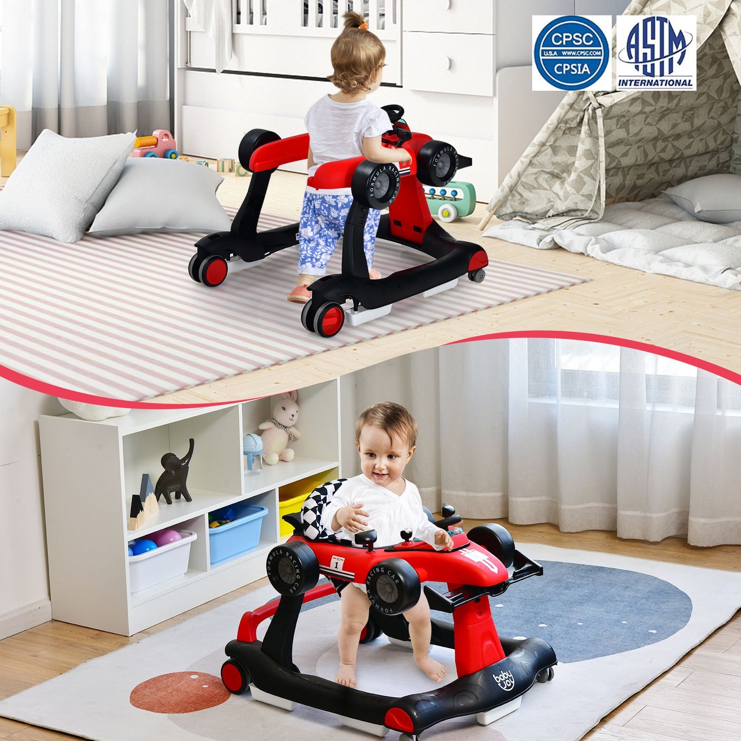 Versatile 4-in-1 Baby Push Walker - Adjustable Height & Speed for Growing Tots!