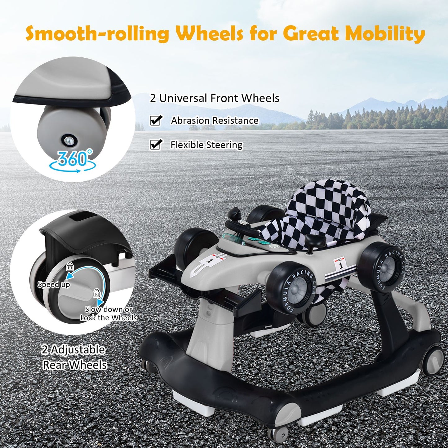 Versatile 4-in-1 Baby Push Walker - Adjustable Height & Speed for Growing Tots!