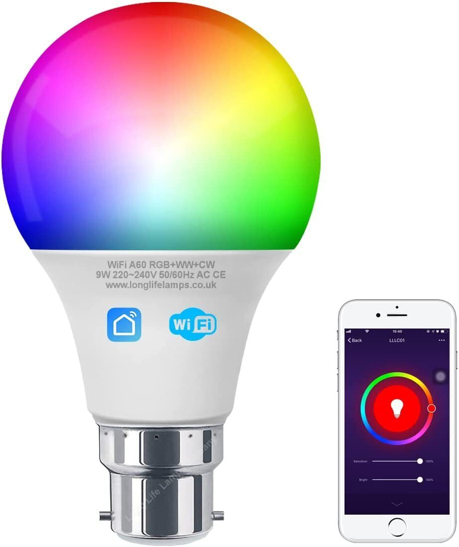 Smart WiFi RGB LED Light Bulb - Compatible with iOS, Android, Alexa & Google Home