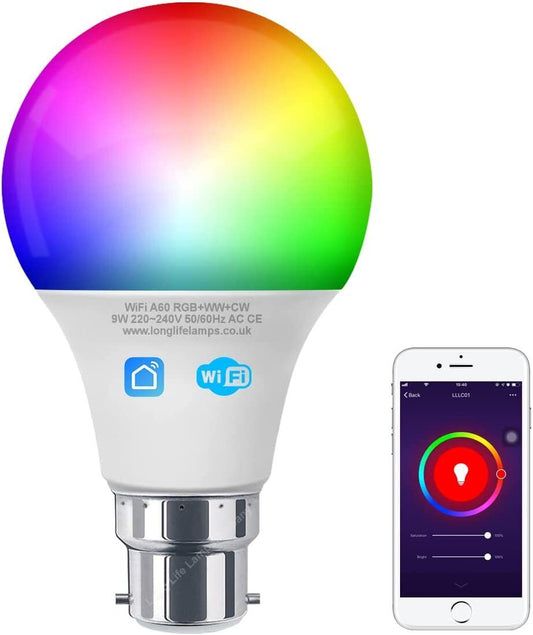 Smart WiFi RGB LED Light Bulb - Compatible with iOS, Android, Alexa & Google Home