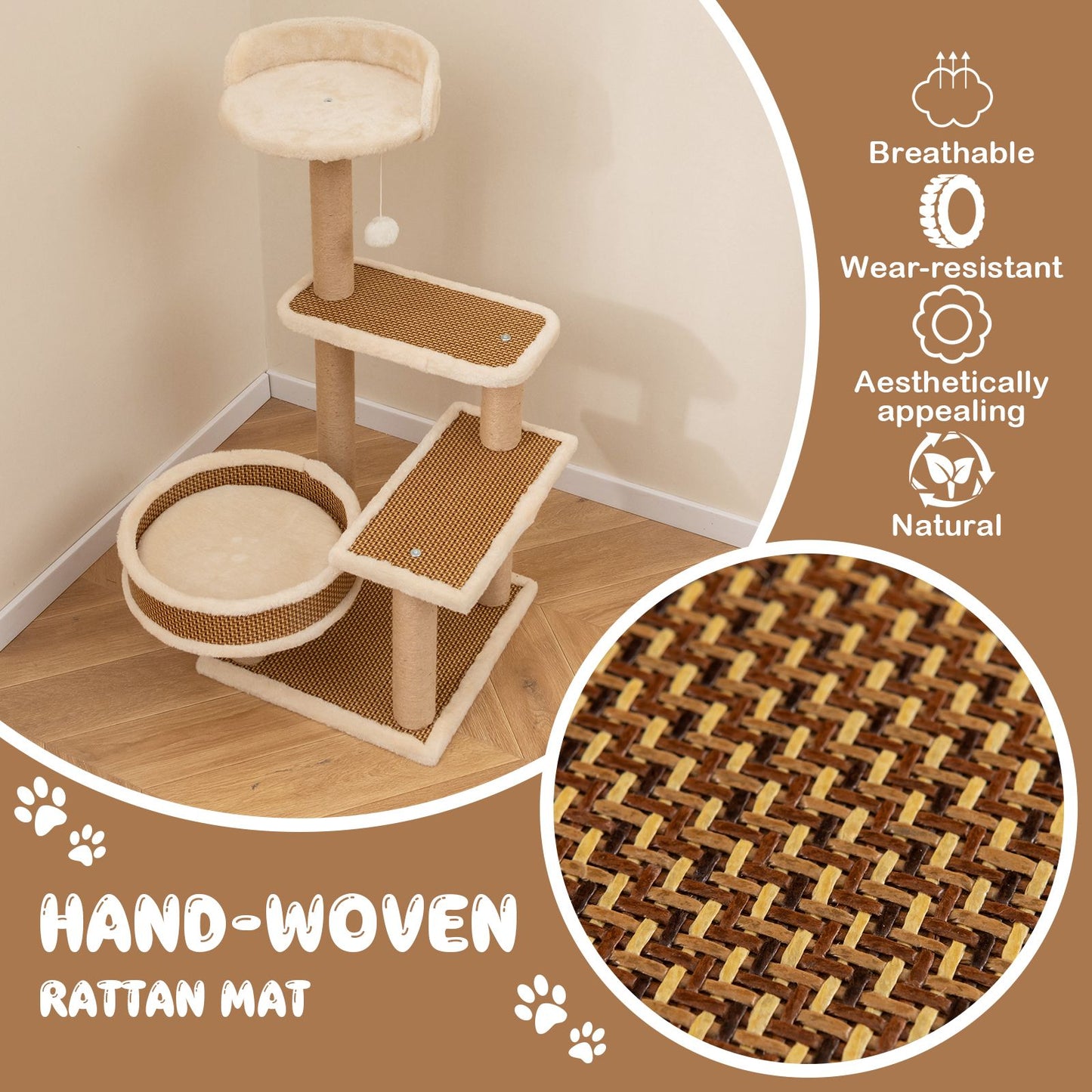 Deluxe 90 Cm Multi-Level Cat Tree Tower with Scratching Posts - Perfect Playground for Your Feline Friend!