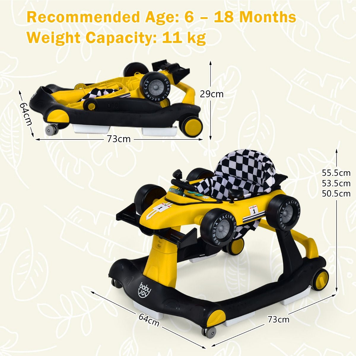 Versatile 4-in-1 Baby Push Walker - Adjustable Height & Speed for Growing Tots!