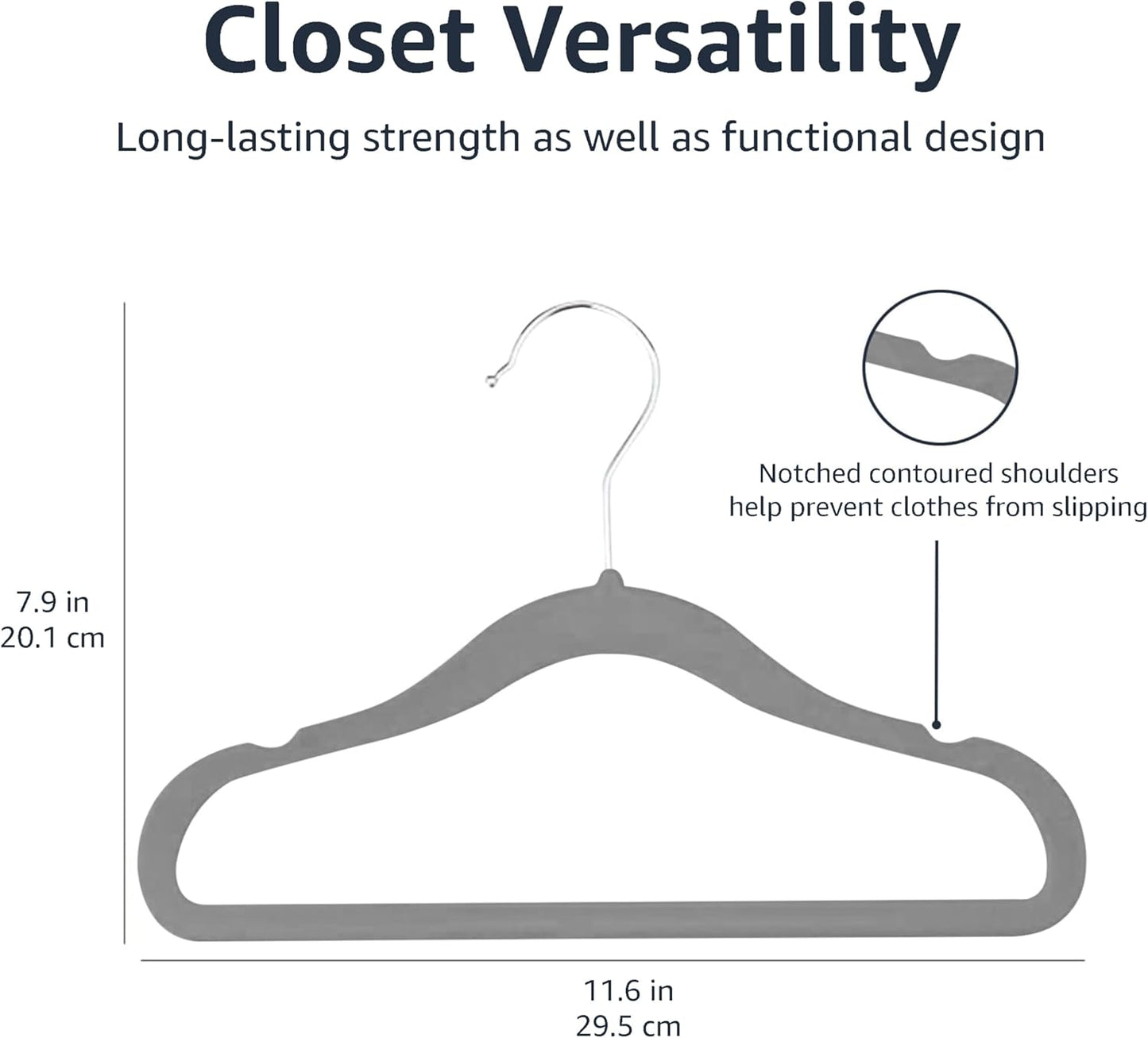 Premium Velvet Non-Slip Kids Hangers for Infants & Toddlers - 30 Pack, 11.6 Inches, Stylish Grey
