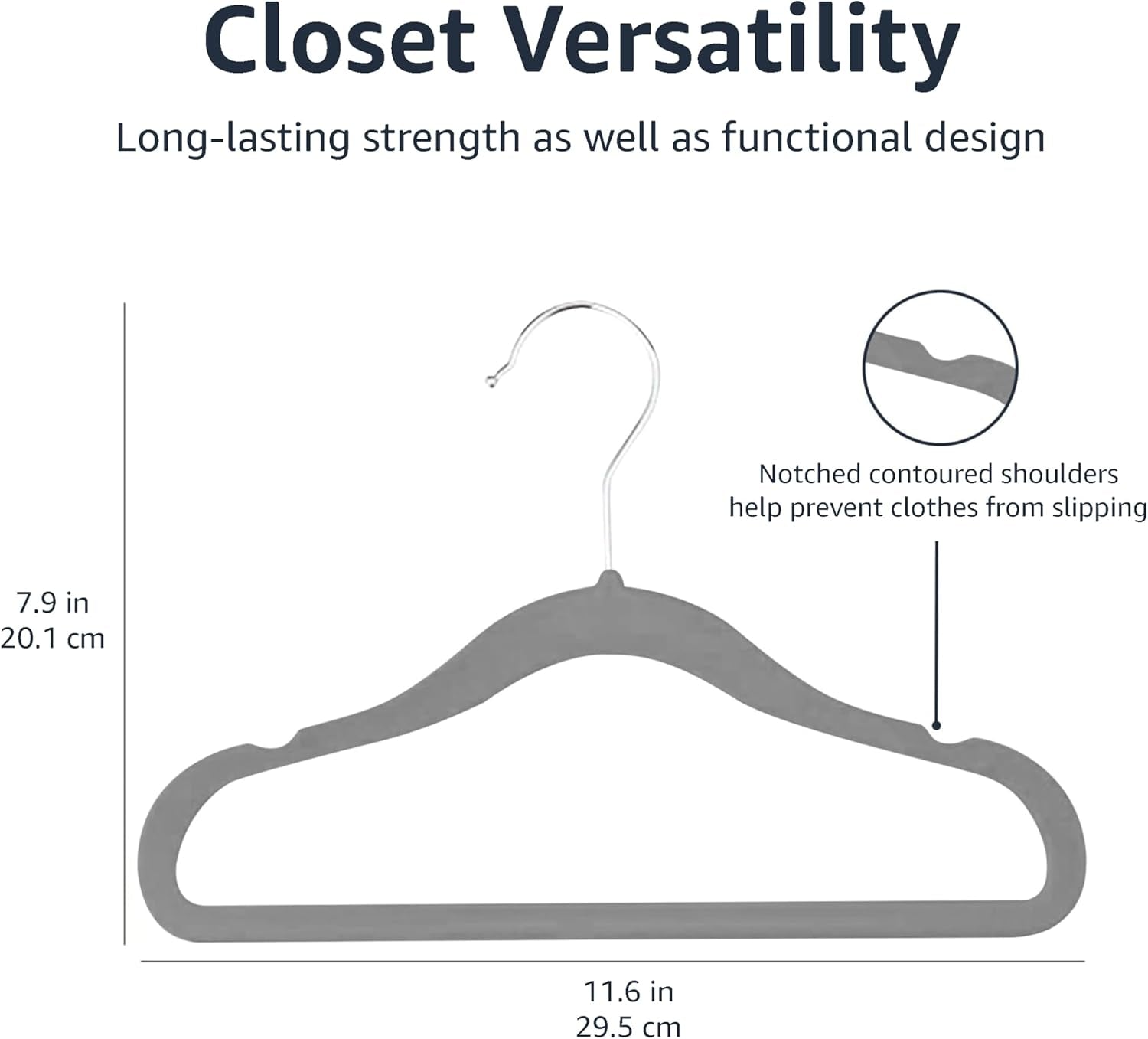 Premium Velvet Non-Slip Kids Hangers for Infants & Toddlers - 30 Pack, 11.6 Inches, Stylish Grey