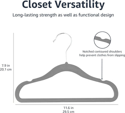 Premium Velvet Non-Slip Kids Hangers for Infants & Toddlers - 30 Pack, 11.6 Inches, Stylish Grey
