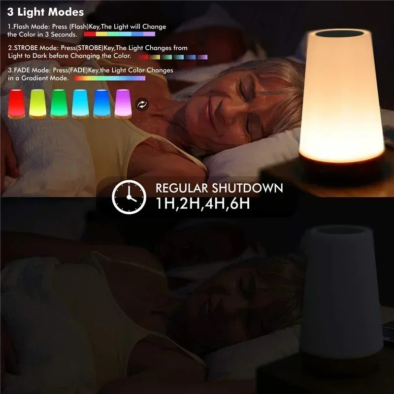 Seven Crow Wood Touch Nightlight Desk Lamp Bedroom Bedside Lamp Painted Atmosphere Lamp Color TV U Lamp Bedside Touch Desk.