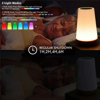Seven Crow Wood Touch Nightlight Desk Lamp Bedroom Bedside Lamp Painted Atmosphere Lamp Color TV U Lamp Bedside Touch Desk.