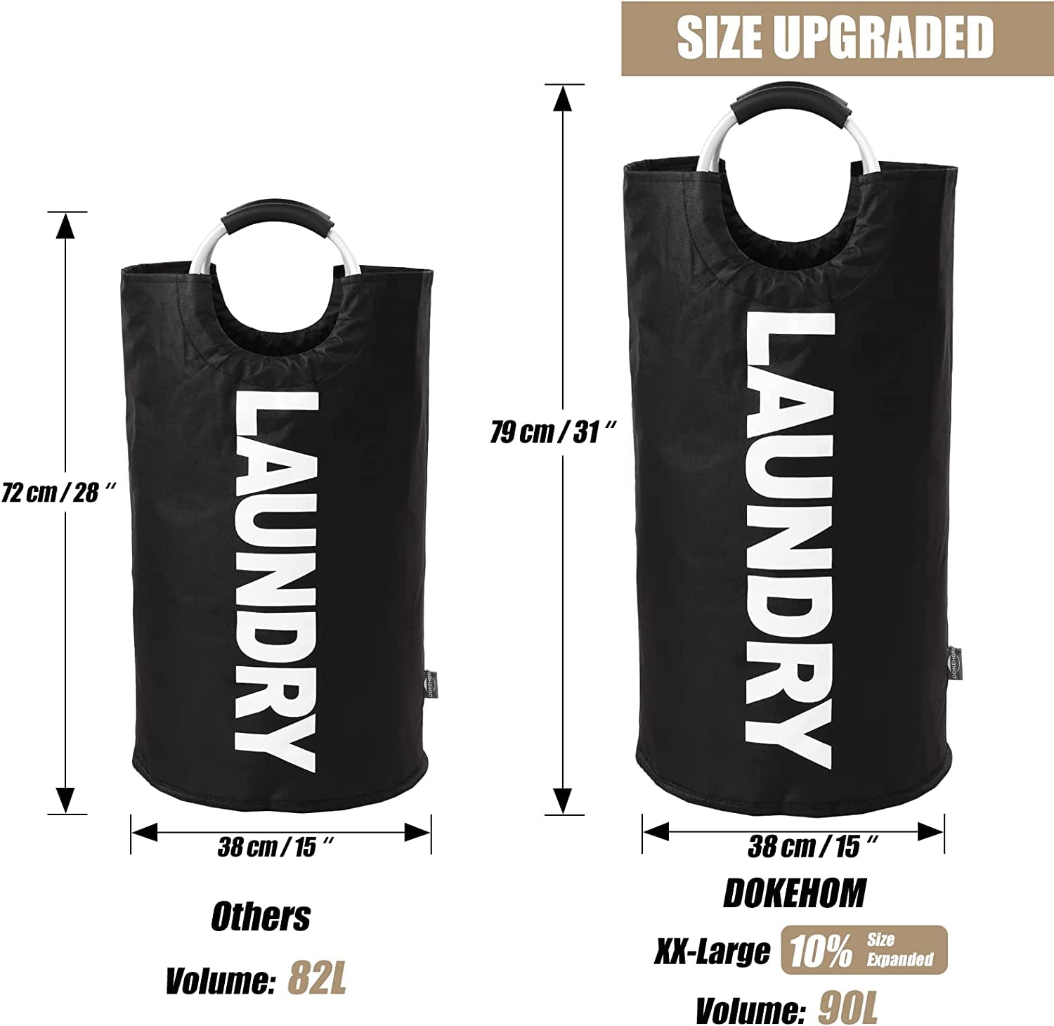 Spacious 90L Collapsible Laundry Basket - Stylish Black Freestanding Hamper for Easy Washing & Organization