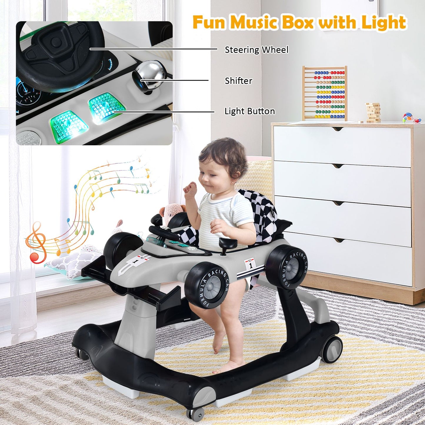 Versatile 4-in-1 Baby Push Walker - Adjustable Height & Speed for Growing Tots!